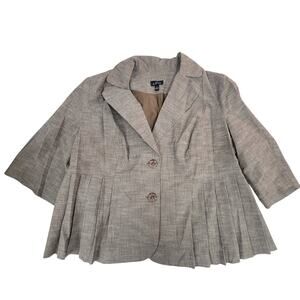 A.Byer Brown Blazer Womens 1x Button Up Long Sleeve Shoulder Pads Jacket